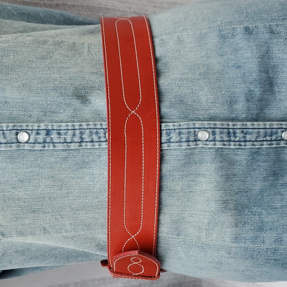 Charter Club Belt Genuine English Saddle Hide Leather in Red - Picture 4 of 13